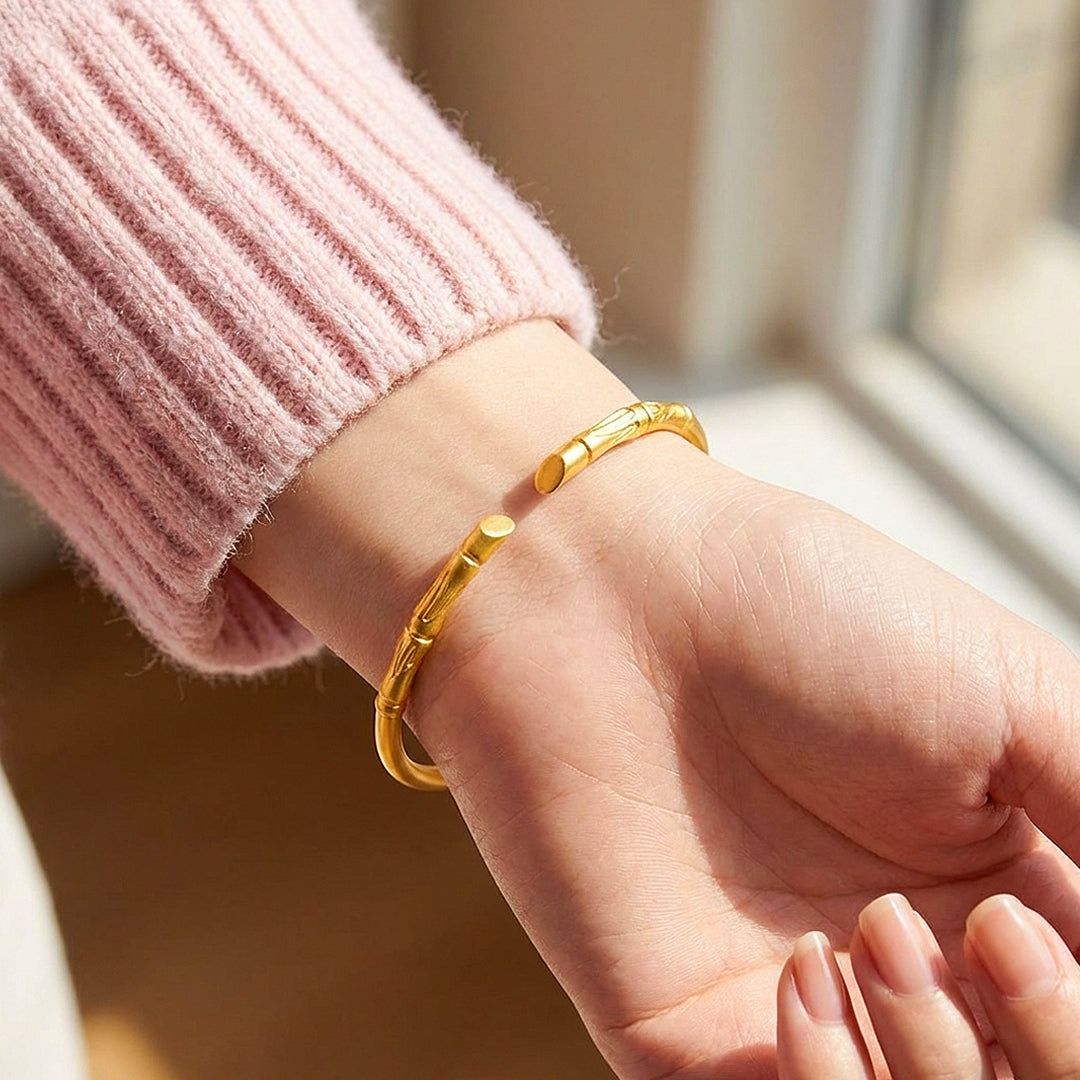 Bamboo Node Gold Cuff | Luxe6560 - bangle | Singapore Jewellery, Wedding Rings &amp; Gifts | Same Day Delivery | Tiara.com.sg