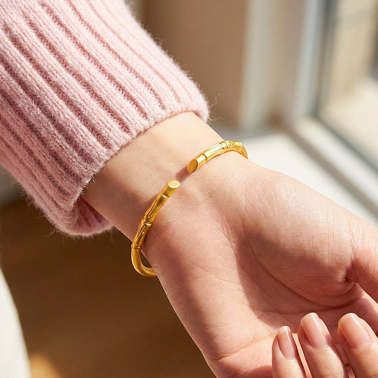 Bamboo Node Gold Cuff | Luxe6560 - bangle | Singapore Jewellery, Wedding Rings &amp; Gifts | Same Day Delivery | Tiara.com.sg