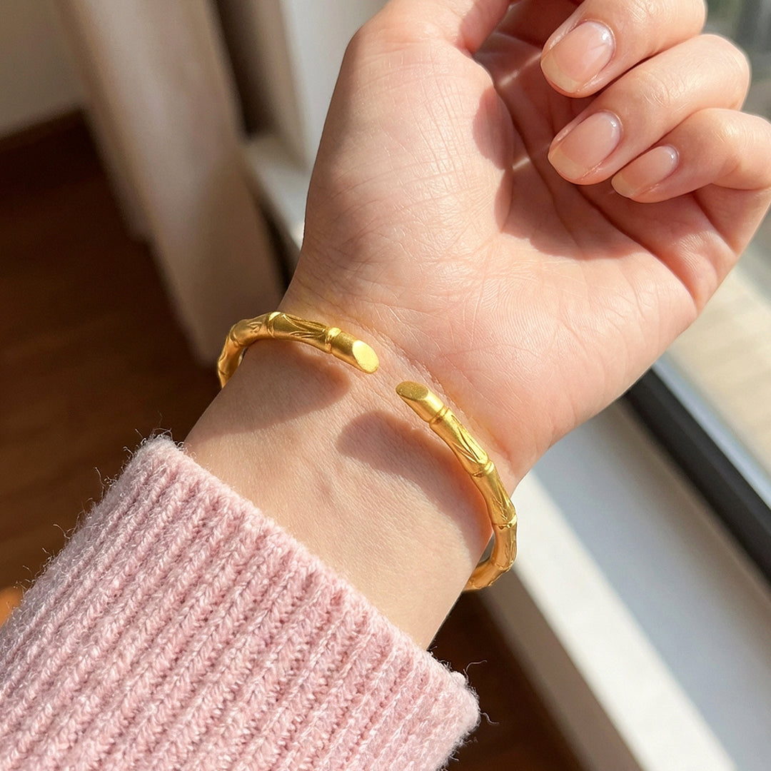 Bamboo Node Gold Cuff | Luxe6560 - bangle | Singapore Jewellery, Wedding Rings &amp; Gifts | Same Day Delivery | Tiara.com.sg