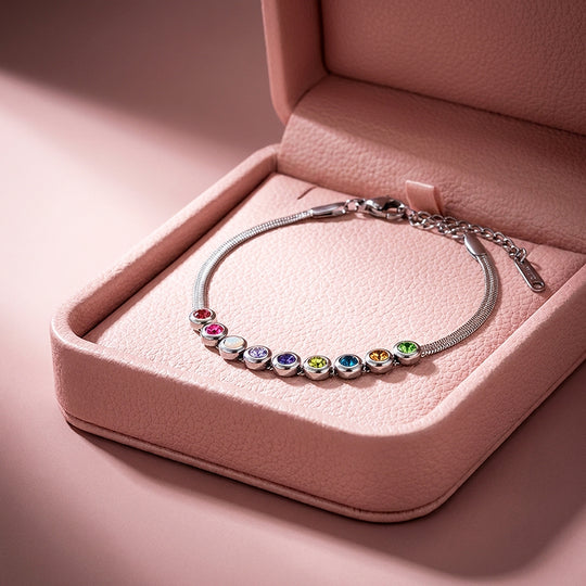 Rainbow Multi-Stone Snake Chain Bracelet | Luxe6574