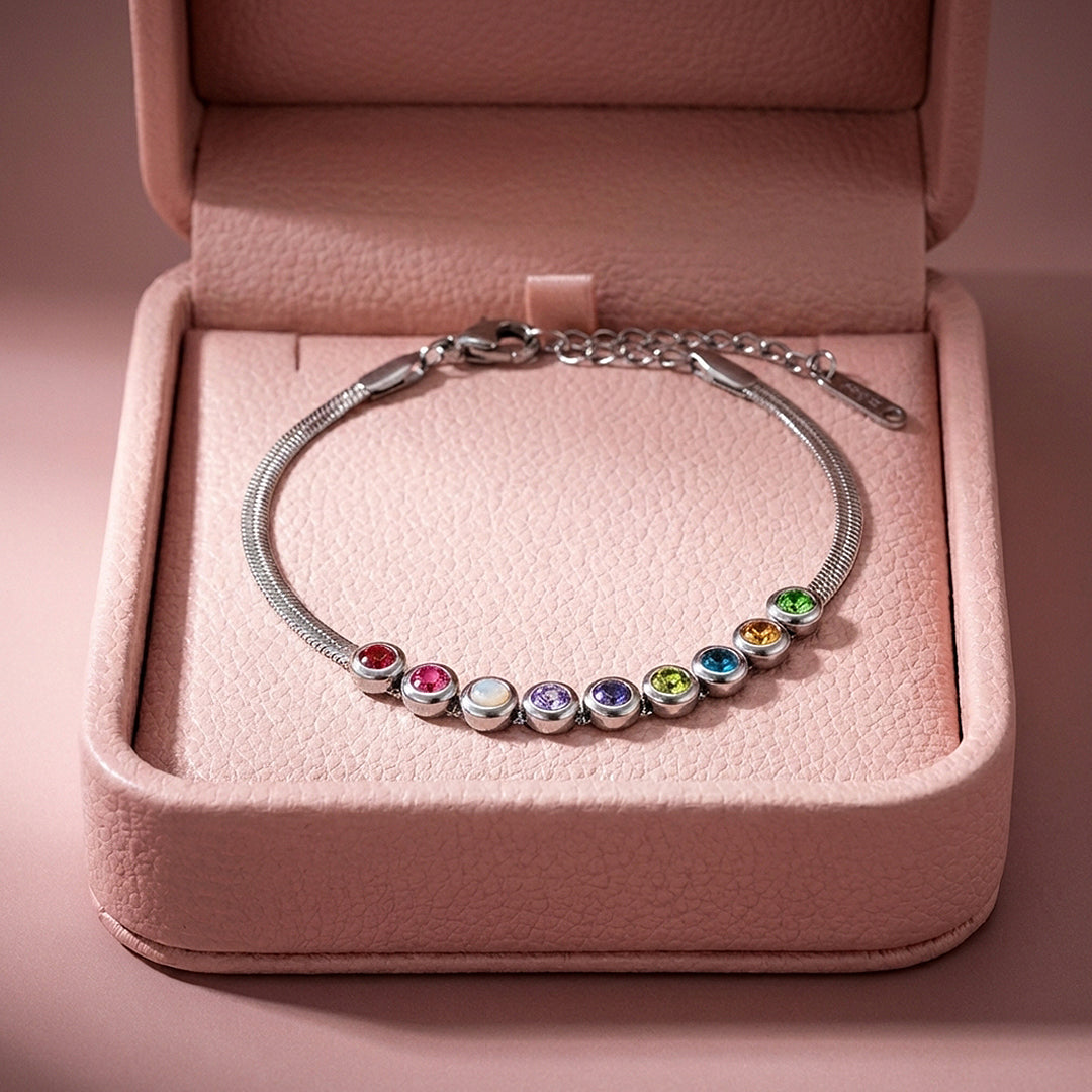 Rainbow Multi-Stone Snake Chain Bracelet | Luxe6574