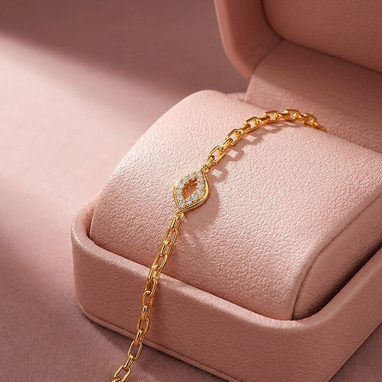 Pavé Eye Charm Link Chain Bracelet | Luxe6582