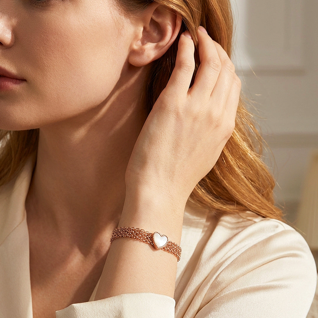 Multi-Strand Heart Mother of Pearl Bracelet | Luxe6587
