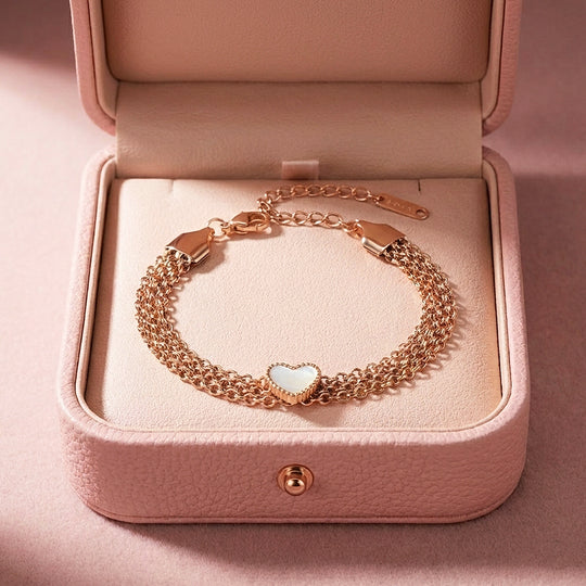 Multi-Strand Heart Mother of Pearl Bracelet | Luxe6587