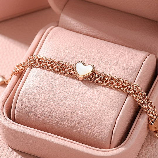 Multi-Strand Heart Mother of Pearl Bracelet | Luxe6587