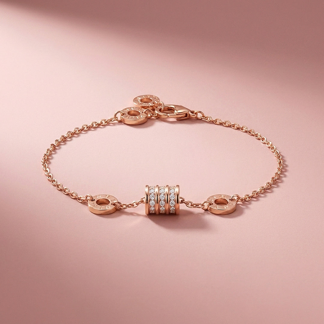 Pavé Barrel Roman Numeral Chain Bracelet | Luxe6589