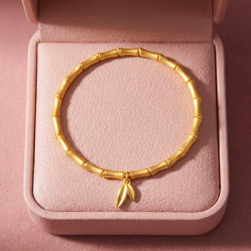 Bamboo Joint Leaf Charm Stretch Bracelet | Luxe6592