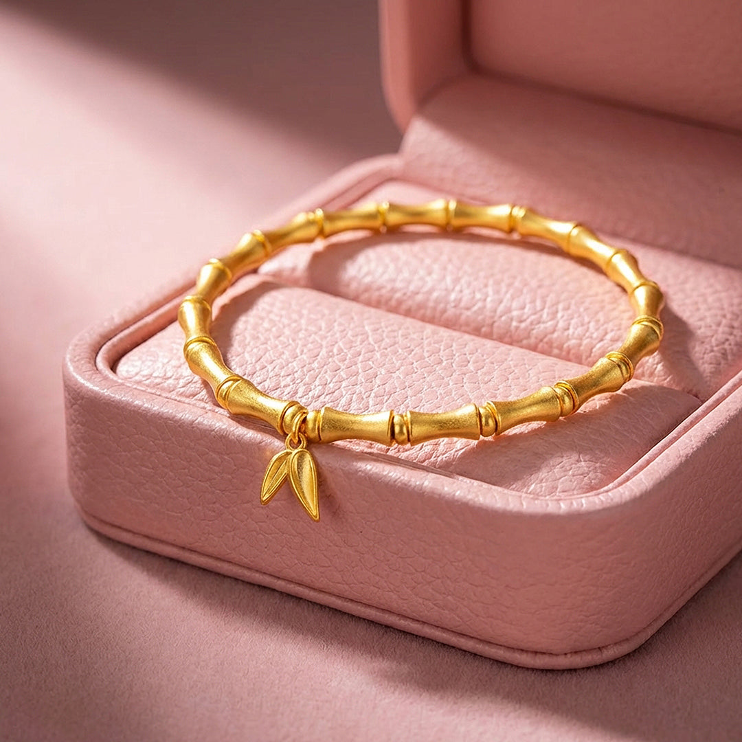 Bamboo Joint Leaf Charm Stretch Bracelet | Luxe6592