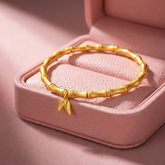 Bamboo Joint Leaf Charm Stretch Bracelet | Luxe6592