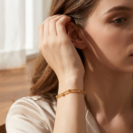 Double Layer Satellite Beaded Chain Bracelet | Luxe6599