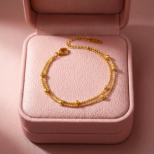 Double Layer Satellite Beaded Chain Bracelet | Luxe6599