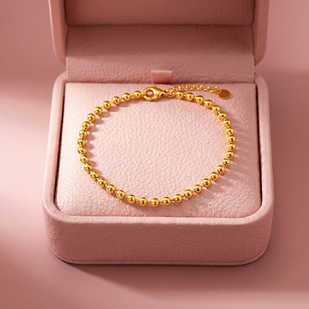 Gold Ball Beaded Chain Bracelet | Luxe6604
