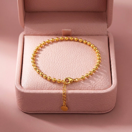 Gold Ball Beaded Chain Bracelet | Luxe6604