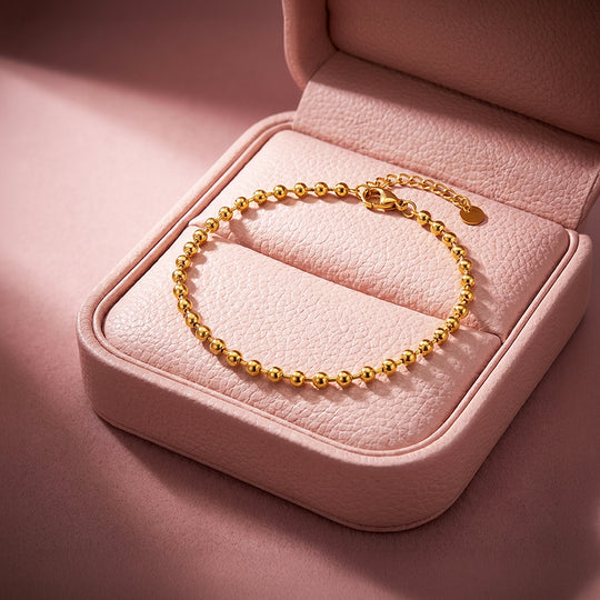 Gold Ball Beaded Chain Bracelet | Luxe6604