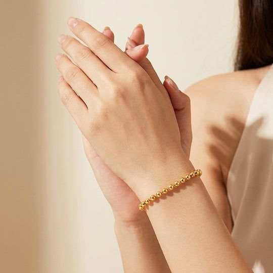 Gold Ball Beaded Chain Bracelet | Luxe6604