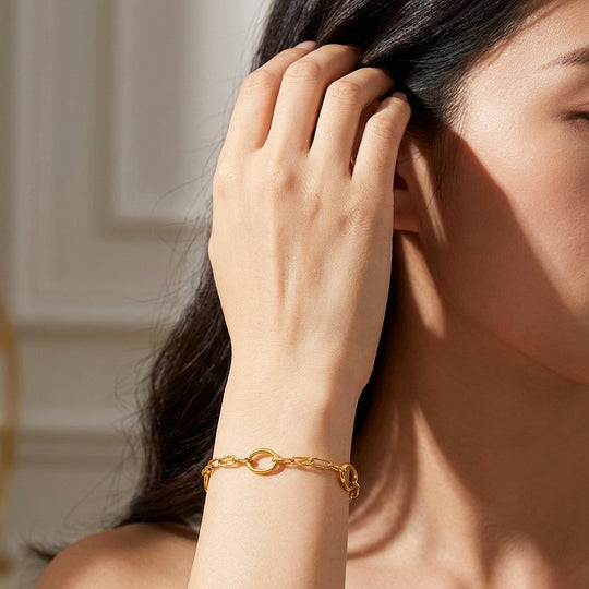 Circle &amp; Paperclip Chain Bracelet | Luxe6608