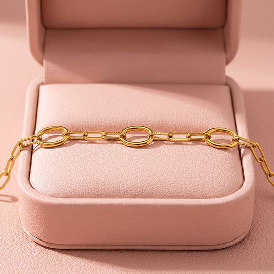 Circle &amp; Paperclip Chain Bracelet | Luxe6608