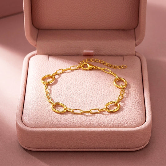 Circle &amp; Paperclip Chain Bracelet | Luxe6608