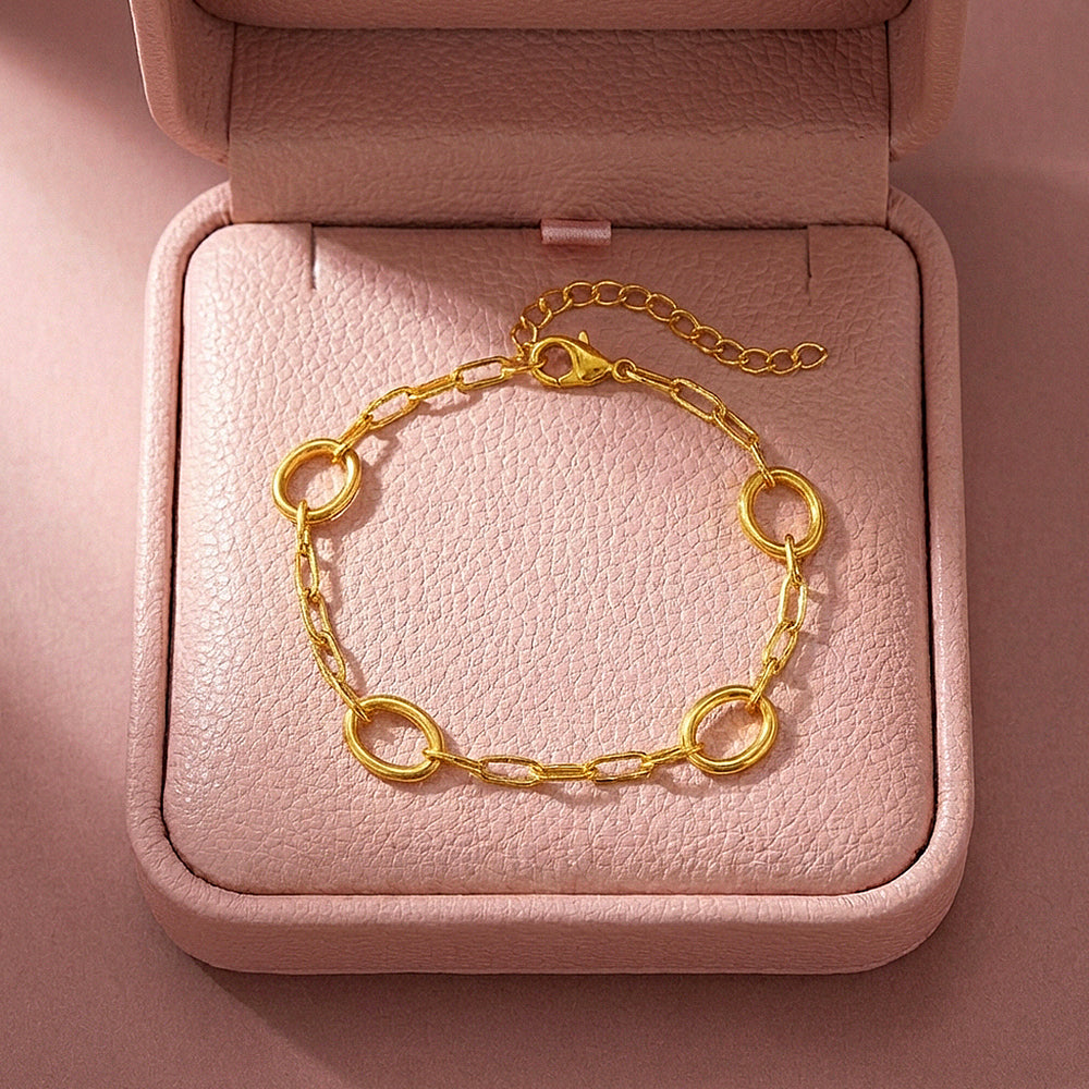 Circle & Paperclip Chain Bracelet | Luxe6608