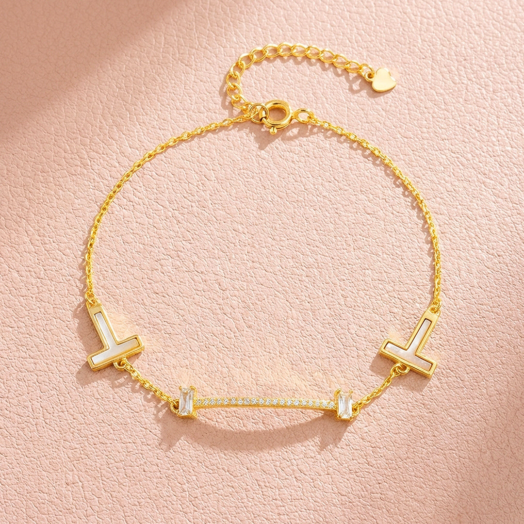 T-Bar Smile Pavé Chain Bracelet | Luxe6615