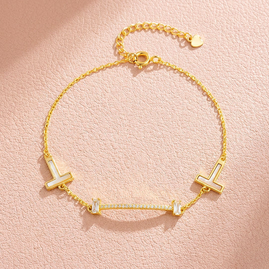 T-Bar Smile Pavé Chain Bracelet | Luxe6615