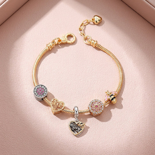Bee &amp; Honeycomb Charm Bracelet | Diamond Simulant | Luxe6624
