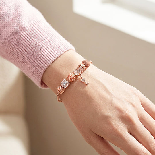 Heart Key Charm Bracelet | Diamond Simulant | Luxe6625