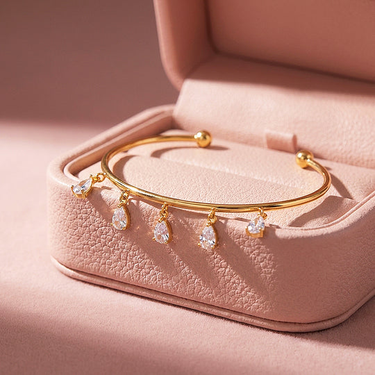 Pear Drop Fringe Bangle | Diamond Simulant | Luxe6632