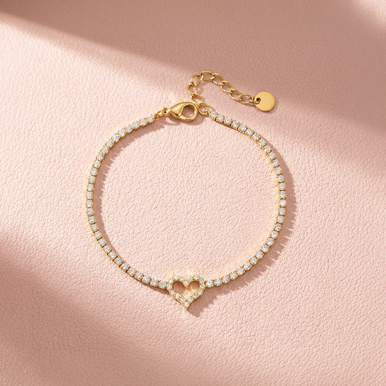 Pavé Heart Tennis Bracelet | Diamond Simulant | Luxe6634