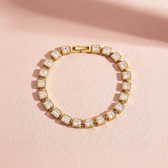 Princess-Cut Bezel Tennis Bracelet | Diamond Simulant | Luxe6637