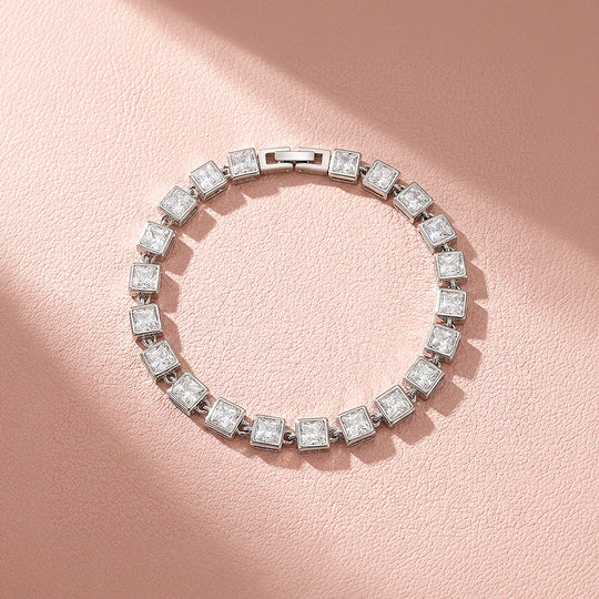 Princess-Cut Bezel Tennis Bracelet | Diamond Simulant | Luxe6638