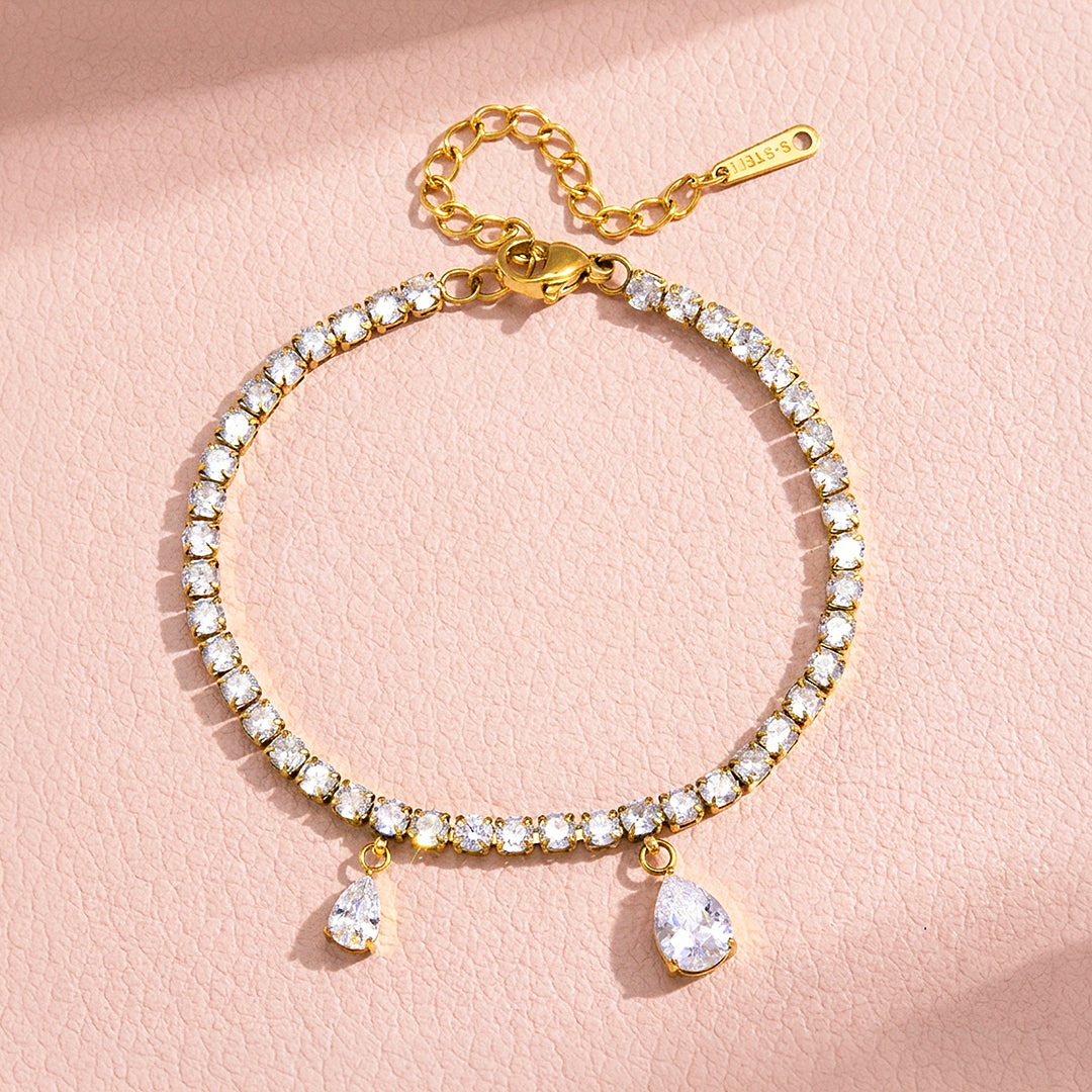 Pear Drop Tennis Bracelet | Diamond Simulant | Luxe6649