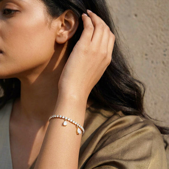 Pear Drop Tennis Bracelet | Diamond Simulant | Luxe6649