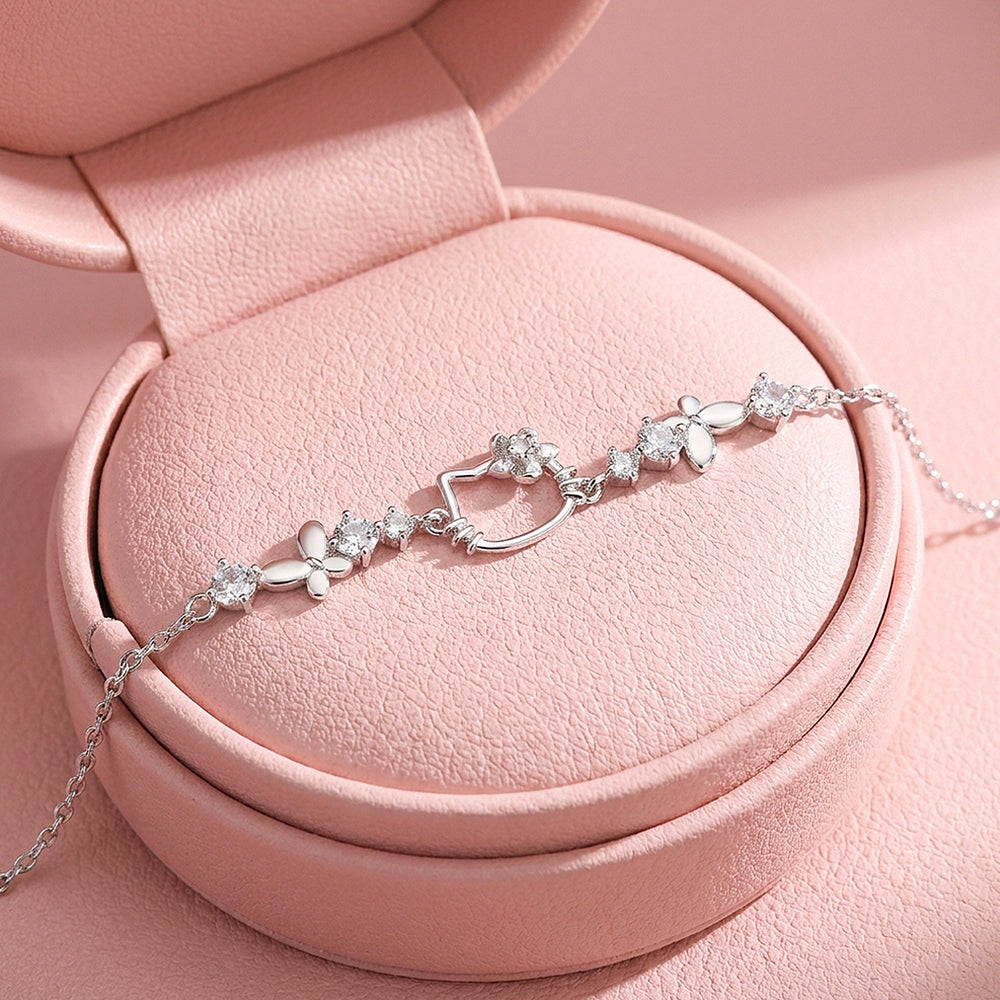 Kitty Garden Charm Bracelet | Diamond Simulant | Luxe6657