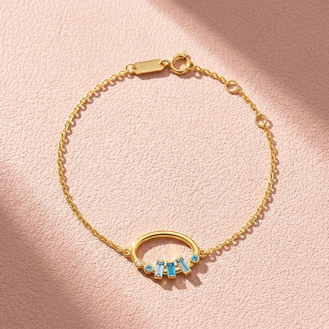 Blue Stone Arc Hoop Bracelet | Diamond Simulant | Luxe6659