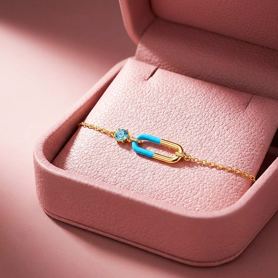 Enamel Paperclip Bracelet | Diamond Simulant | Luxe6661