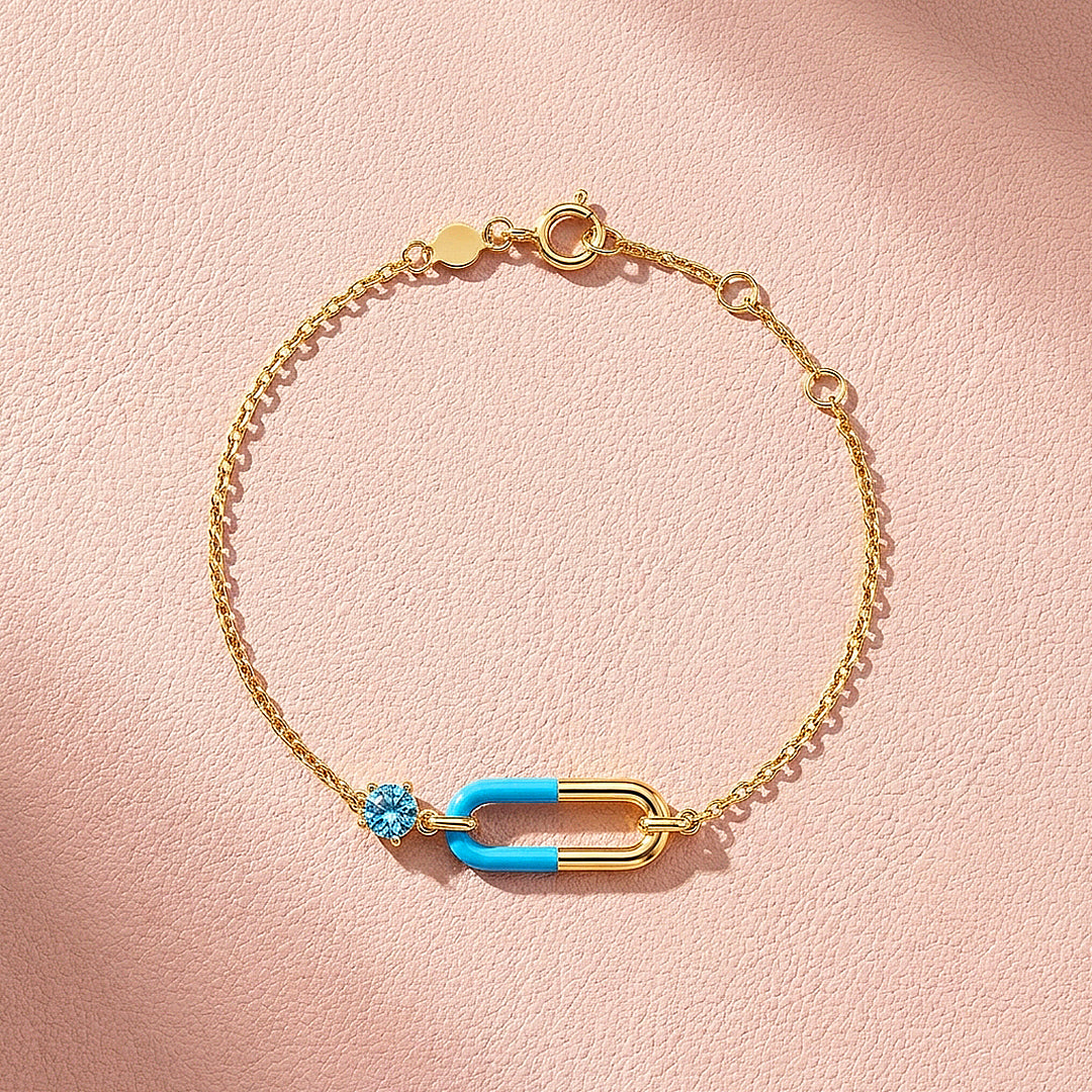 Enamel Paperclip Bracelet | Diamond Simulant | Luxe6661