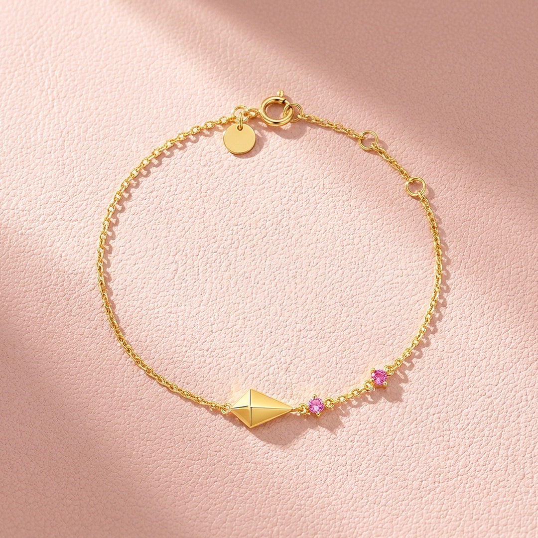 Geometric Diamond Charm Bracelet | Diamond Simulant | Luxe6662