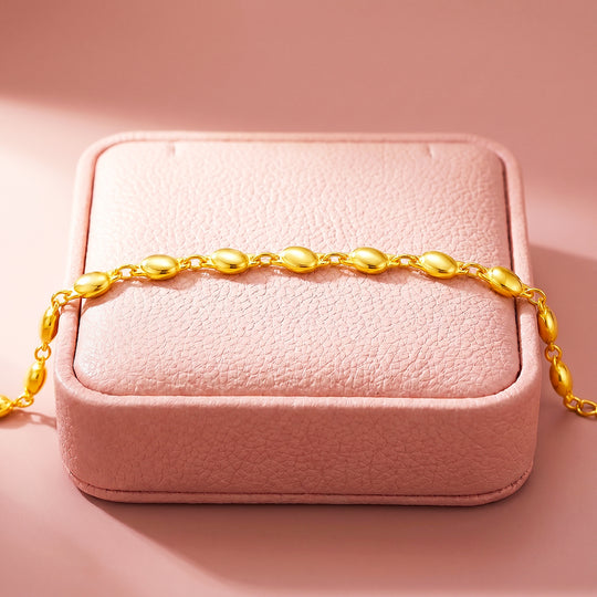 Gold Oval Bead Chain Bracelet | Luxe6665