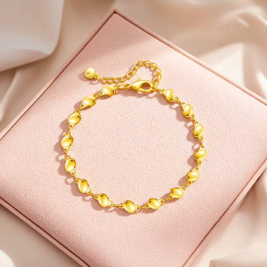 Gold Oval Bead Chain Bracelet | Luxe6665