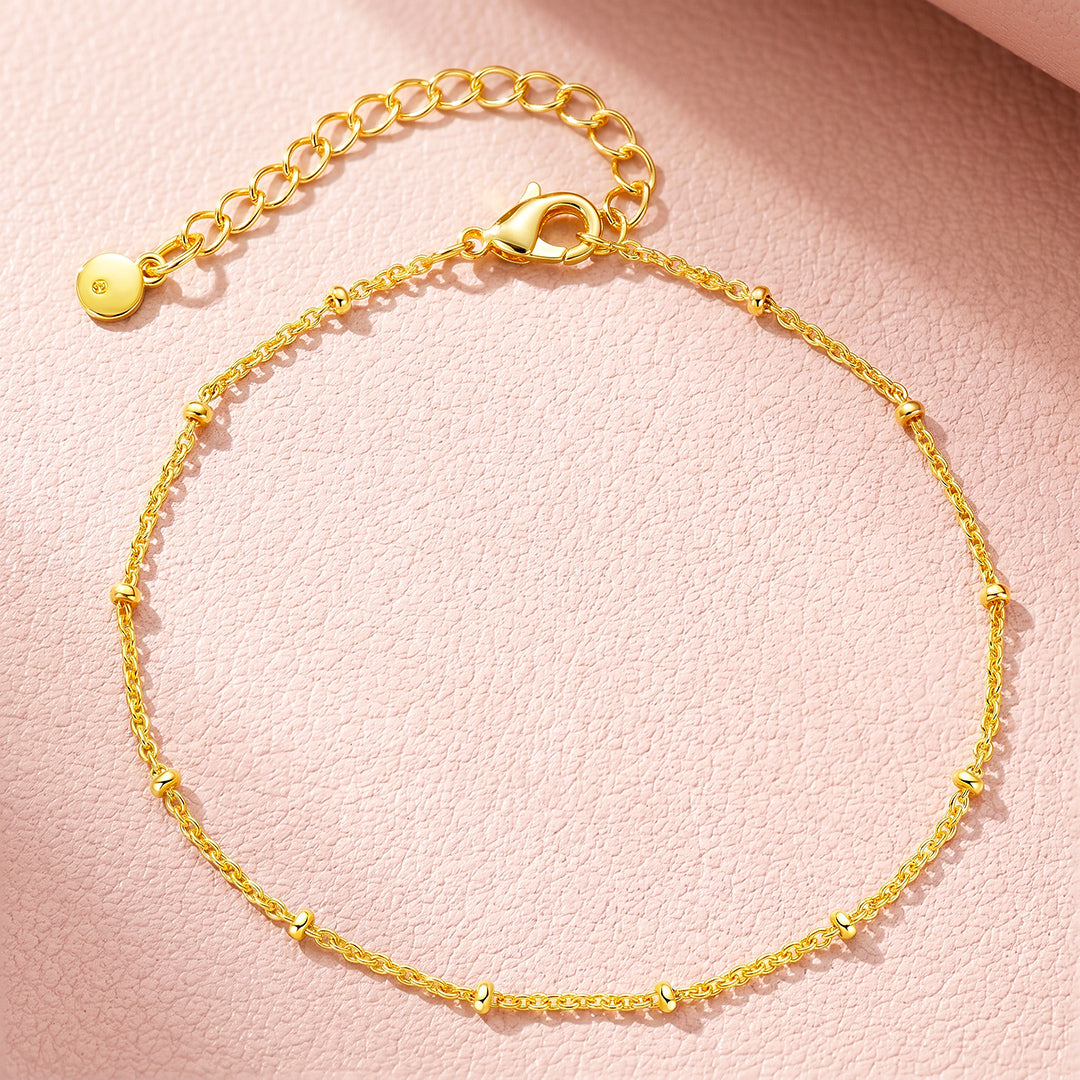 Gold Bead Station Chain Bracelet | Gold Plated | Luxe6675