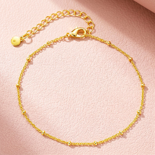 Gold Bead Station Chain Bracelet | Gold Plated | Luxe6675