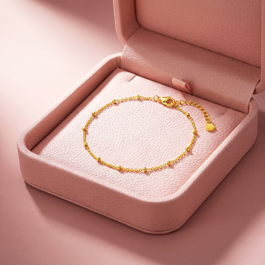 Gold Bead Station Chain Bracelet | Gold Plated | Luxe6675