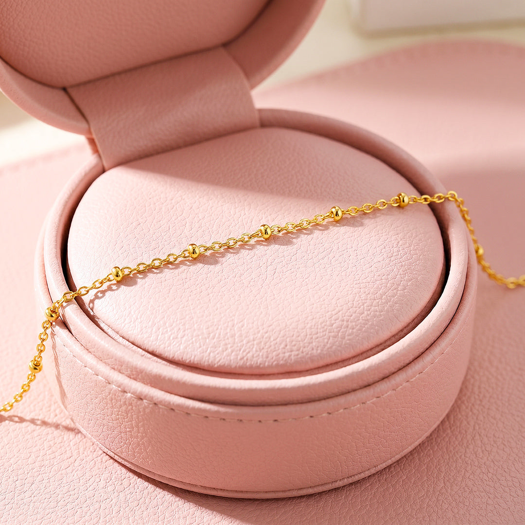 Gold Bead Station Chain Bracelet | Gold Plated | Luxe6675