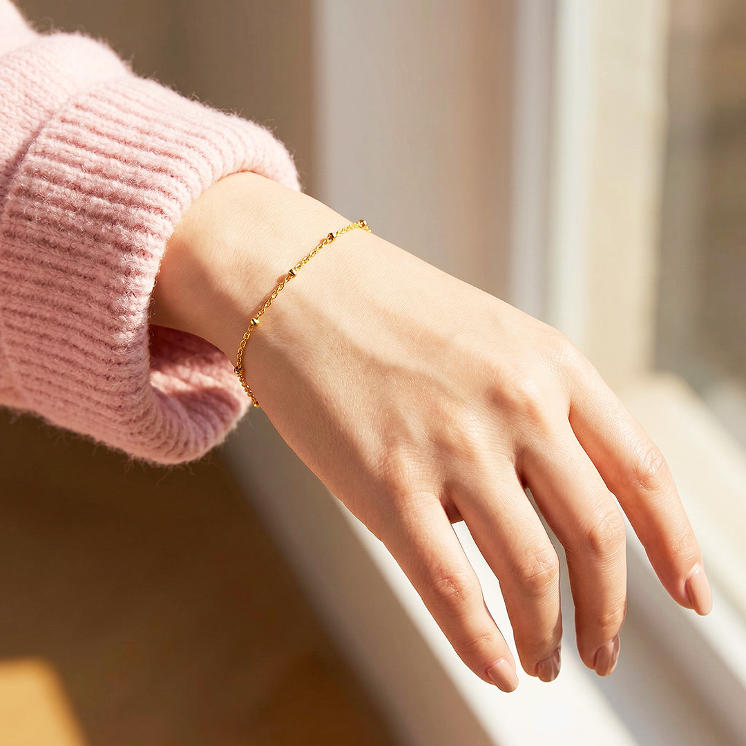 Gold Bead Station Chain Bracelet | Gold Plated | Luxe6675