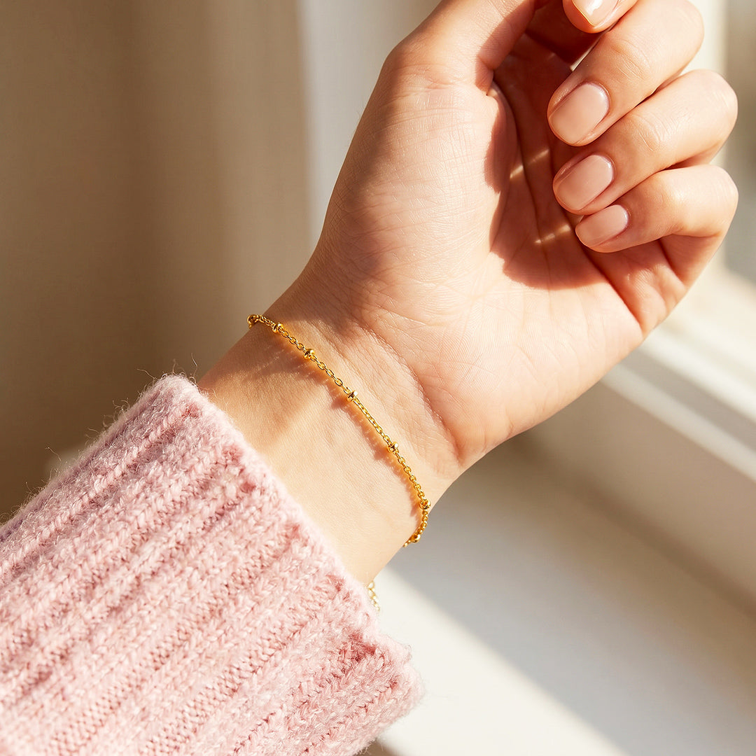 Gold Bead Station Chain Bracelet | Gold Plated | Luxe6675