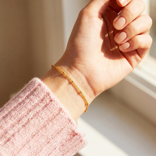 Gold Bead Station Chain Bracelet | Gold Plated | Luxe6675