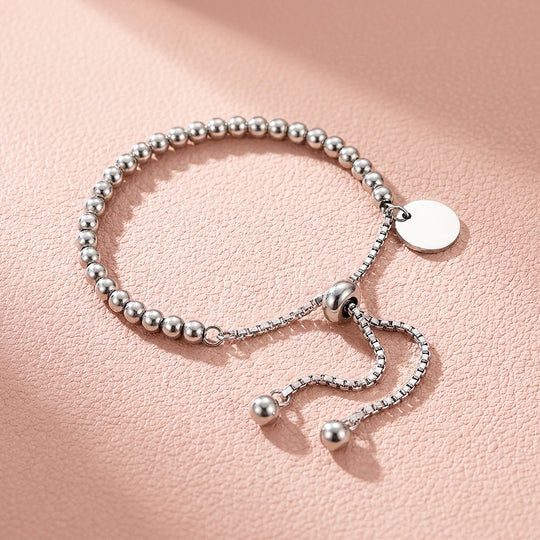 Gold Ball Bead Adjustable Bracelet with Coin Charm | Gold Plated | Luxe6682