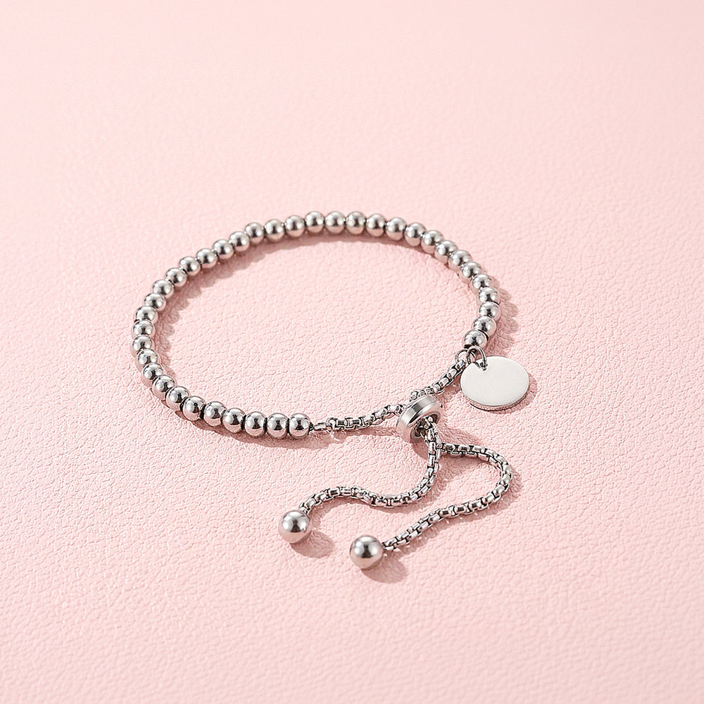 Gold Ball Bead Adjustable Bracelet with Coin Charm | Luxe6682