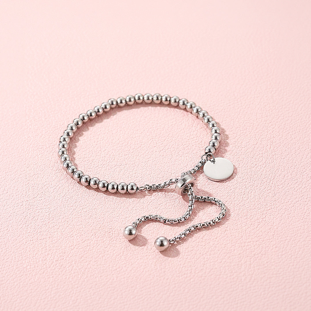 Gold Ball Bead Adjustable Bracelet with Coin Charm | Luxe6682